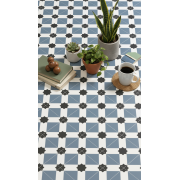 Sol PVC - Estrella T76 Carreaux de ciment bleu pastel - Atento IVC - rouleau 2M