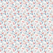 Papier peint vinyle sur intissé Oiseau Jardin rouge bleu - Miniatures - Lutèce - G68715