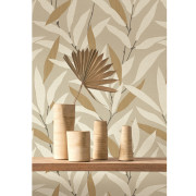 Papier peint vinyle sur intissé Alba beige lin - Rituel - Casadeco - RITU201951357