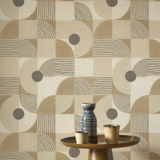 Papier peint vinyle sur intissé Elément beige raphia - Rituel - Casadeco - RITU201921319