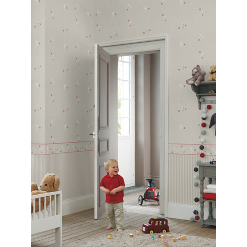 Papier peint Oursons et Cubes rouge - DOUCE NUIT - Casadeco - DCN22748126