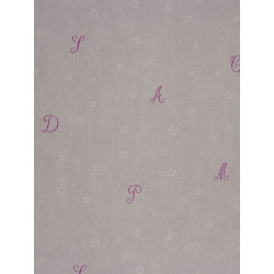 Papier peint Etoiles et Lettres violet - DOUCE NUIT - Casadeco - DCN22715127