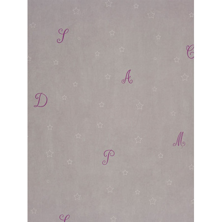 Papier peint Etoiles et Lettres violet - DOUCE NUIT - Casadeco - DCN22715127