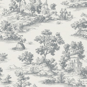 Papier peint intissé Toile de Jouy paysage noir - Aristide - Lutèce - 3858-6