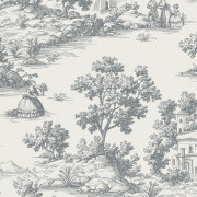 Papier peint intissé Toile de Jouy paysage noir - Aristide - Lutèce - 3858-6