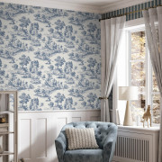 Papier peint intissé Toile de Jouy paysage bleu - Aristide - Lutèce - 3858-3