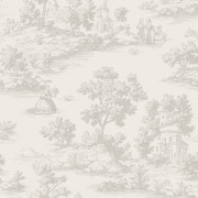 Papier peint intissé Toile de Jouy paysage grège - Aristide - Lutèce - 3858-2