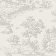 Papier peint intissé Toile de Jouy paysage grège - Aristide - Lutèce - 3858-2
