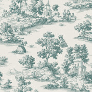 Papier peint intissé Toile de Jouy paysage vert - Aristide - Lutèce - 3858-1