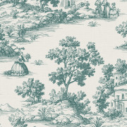 Papier peint intissé Toile de Jouy paysage vert - Aristide - Lutèce - 3858-1