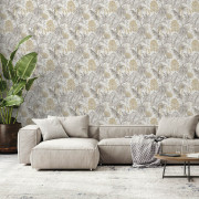 Papier peint intissé Fleur Tropicale gris beige - Aristide - Lutèce - 482-1