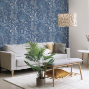 Papier peint intissé Branché Fleuri bleu - Aristide - Lutèce - 480-5
