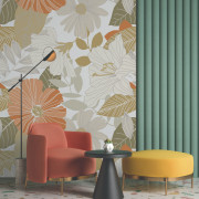 Panoramique vinyle sur intissé Pop Flore XXL orange - 159X280cm - Panoramag - Lutèce - 56250105p
