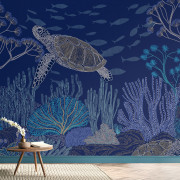 Panoramique vinyle sur intissé Turtle bleu - 265X280cm - Panoramag - Lutèce - 56250401p