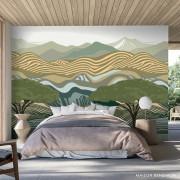 Panoramique vinyle sur intissé Zebra Savana vert - 265X280cm - Panoramag - Lutèce - 51233501p