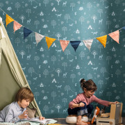 Papier peint intissé Scouty bleu nuit - Happy Kids Club - Caselio - HKC107666641