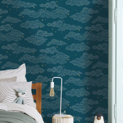 Papier peint intissé Little Clouds bleu nuit - Happy Kids Club - Caselio - HKC107646612