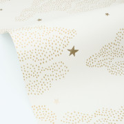Papier peint intissé Little Clouds blanc or - Happy Kids Club - Caselio - HKC107640223