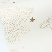 Papier peint intissé Little Clouds blanc or - Happy Kids Club - Caselio - HKC107640223