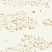 Papier peint intissé Little Clouds blanc or - Happy Kids Club - Caselio - HKC107640223