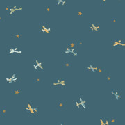 Papier peint intissé Funny Planes bleu nuit - Happy Kids Club - Caselio - HKC107626234