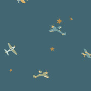 Papier peint intissé Funny Planes bleu nuit - Happy Kids Club - Caselio - HKC107626234