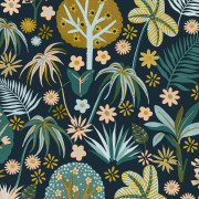 Papier peint intissé Magic Forest bleu nuit - Happy Kids Club - Caselio - HKC107586287
