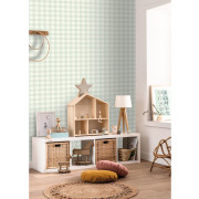 Papier peint intissé Victoria Vichy vert d'eau - Happy Kids Club - Caselio - HKC104420764