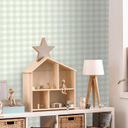 Papier peint intissé Victoria Vichy vert d'eau - Happy Kids Club - Caselio - HKC104420764