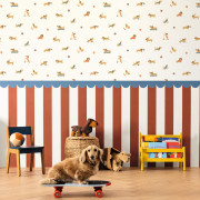 Soubassement intissé Happy Circus bleu blanc rouge - 100x300cm - Happy Kids Club - Caselio - HKC107720864