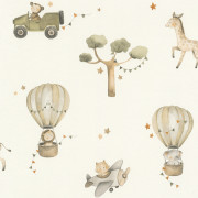 Papier peint intissé Jungle Aérienne beige - Kids World II - Rasch - 302011