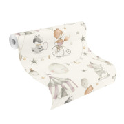 Papier peint intissé Animaux du Cirque rose - Kids World II - Rasch - 301922