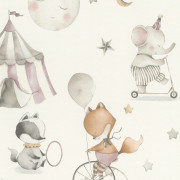 Papier peint intissé Animaux du Cirque rose - Kids World II - Rasch - 301922