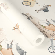 Papier peint intissé Voiture Vintage beige - Kids World II - Rasch - 301878