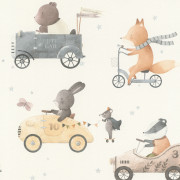Papier peint intissé Voiture Vintage beige - Kids World II - Rasch - 301878