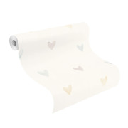 Papier peint intissé Cœur Aquarelle gris - Kids World II - Rasch - 301724