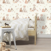 Papier peint intissé Tipi rose - Kids World II - Rasch - 301427