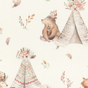 Papier peint intissé Tipi rose - Kids World II - Rasch - 301427