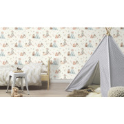 Papier peint intissé Tipi bleu - Kids World II - Rasch - 301410