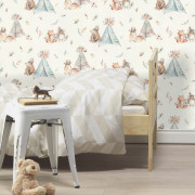 Papier peint intissé Tipi bleu - Kids World II - Rasch - 301410