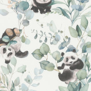 Papier peint intissé Panda Eucalyptus vert - Kids World II - Rasch - 301144
