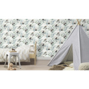 Papier peint intissé Panda Eucalyptus vert - Kids World II - Rasch - 301144