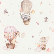 Papier peint intissé Montgolfière rose - Kids World II - Rasch - 300529
