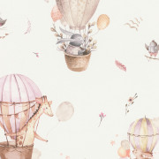 Papier peint intissé Montgolfière rose - Kids World II - Rasch - 300529