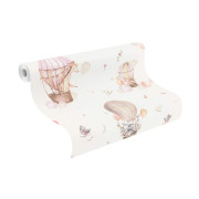 Papier peint intissé Montgolfière rose - Kids World II - Rasch - 300529