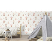 Papier peint intissé Montgolfière rose - Kids World II - Rasch - 300529