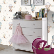 Papier peint intissé Montgolfière bleu - Kids World II - Rasch - 300512