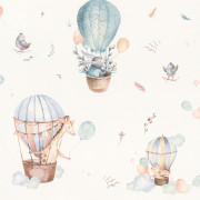 Papier peint intissé Montgolfière bleu - Kids World II - Rasch - 300512