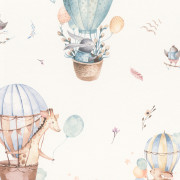 Papier peint intissé Montgolfière bleu - Kids World II - Rasch - 300512