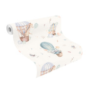 Papier peint intissé Montgolfière bleu - Kids World II - Rasch - 300512